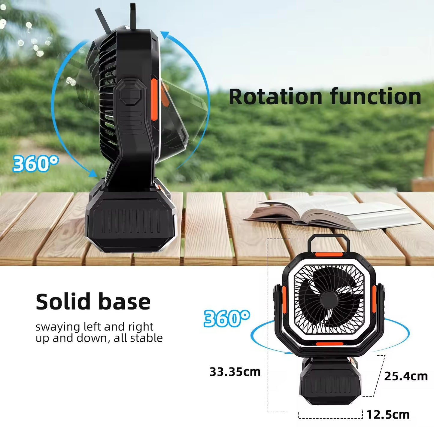 40000 mAh Portable Rechargeable Fan With LED ,Powerbank andTable ventilador