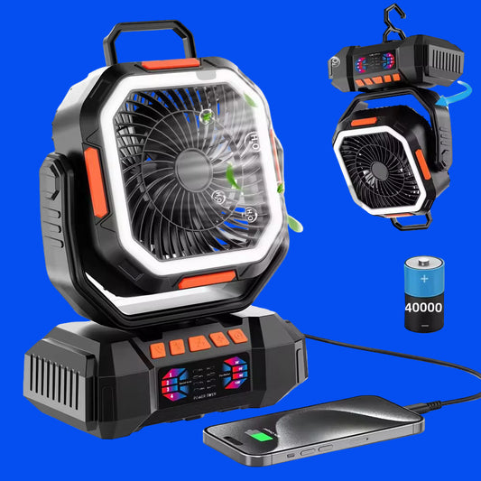 40000 mAh Portable Rechargeable Fan With LED ,Powerbank andTable ventilador