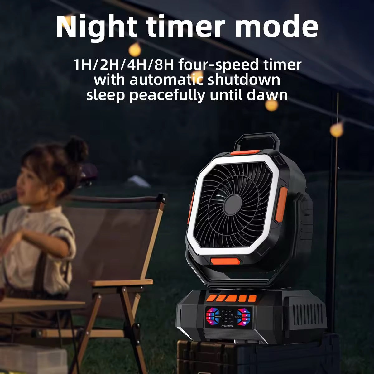 40000 mAh Portable Rechargeable Fan With LED ,Powerbank andTable ventilador