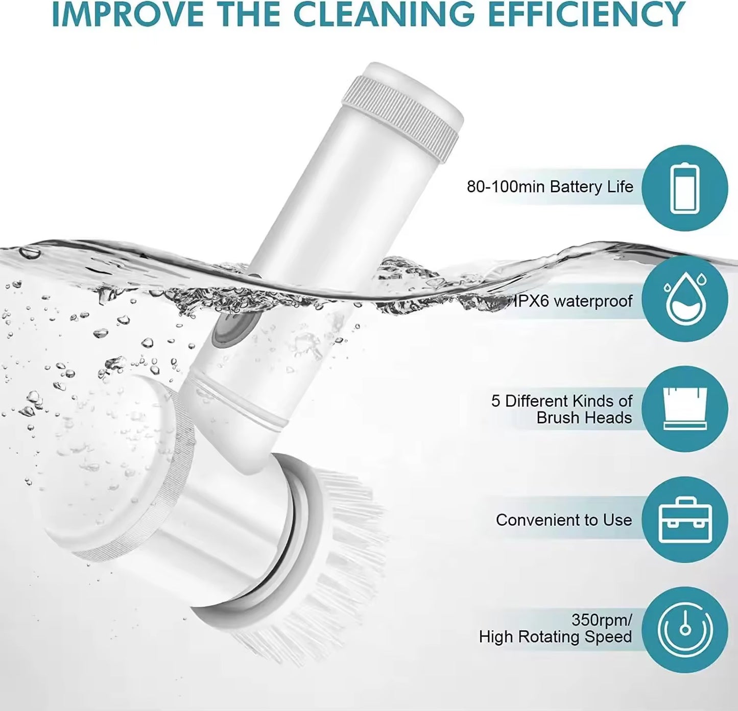 USB 5 in 1 Kitchen Dishwashing Brush